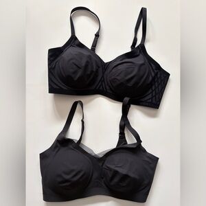 Honeylove black bras lot of 2 CrossOver 2x and Silhouette 2x 42c 42d